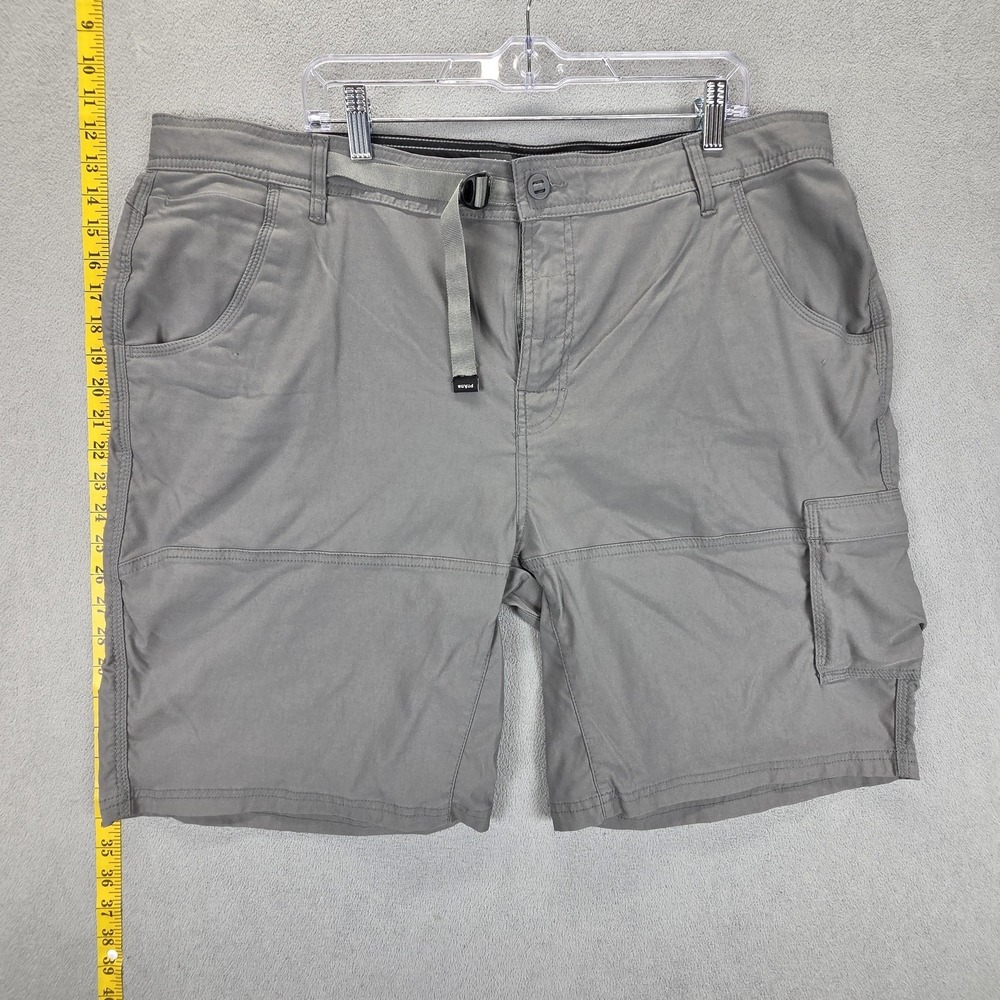 PrAna Shorts Mens 42 Gray Stretch Zion Cargo Adjustable Waist 10" Inseam